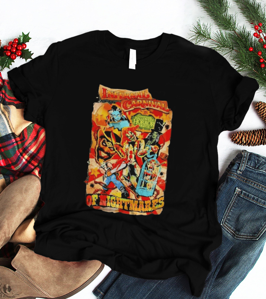 Infernal Carnival Of Nightmares Universal Orlando Halloween Horror Nights 35 Spooky Clown And Ghostly Characters T-Shirt
