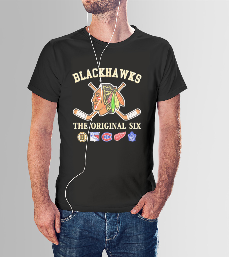 Blackhawks The Original Six Boston Bruins New York Rangers Montreal Canadiens Detroit Red Wings Toronto Maple Leafs T-Shirt