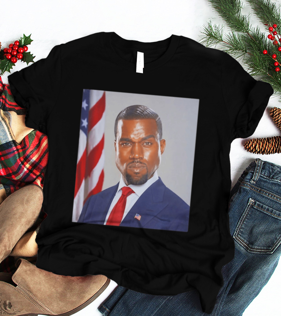 Kanye West Ye Political Portrait American Flag Suit And Tie T-Shirt