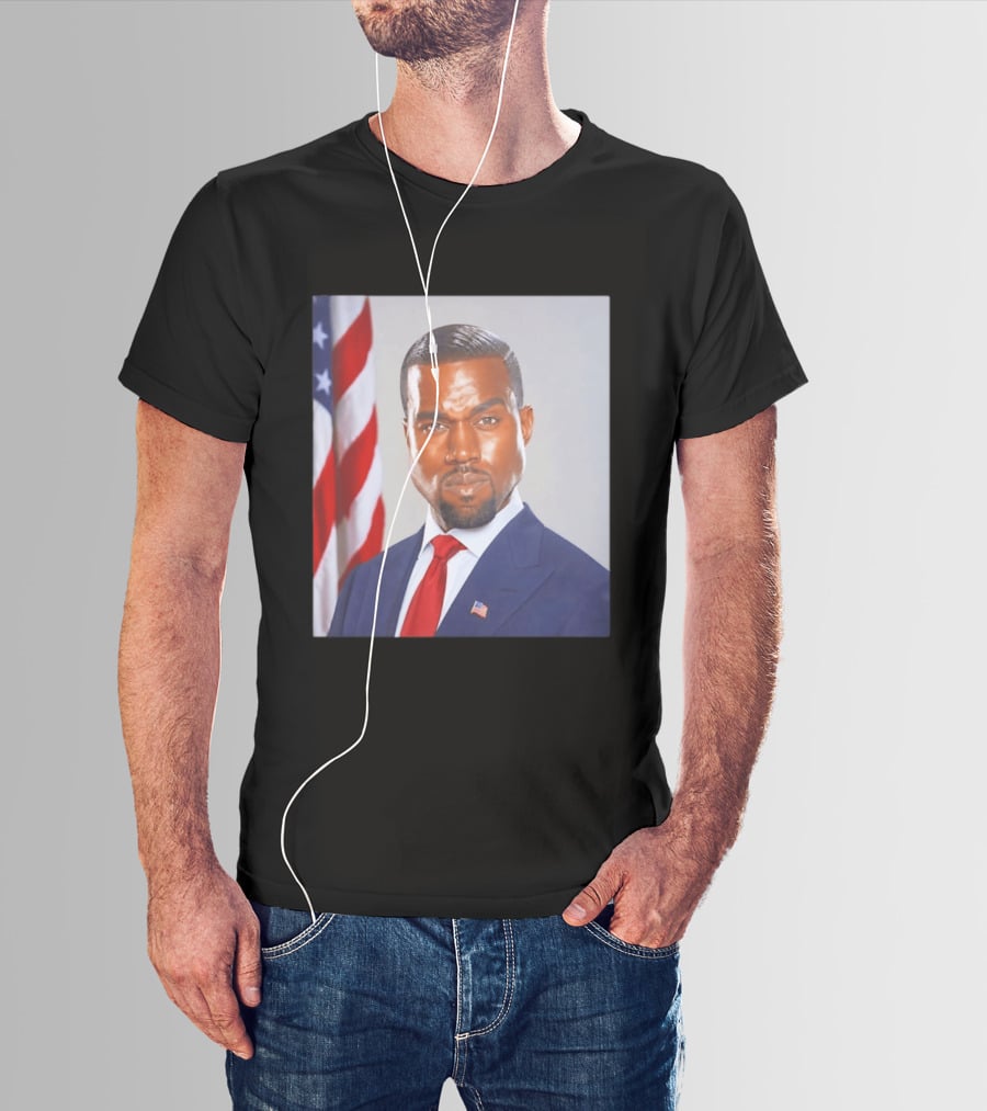 Kanye West Ye Political Portrait American Flag Suit And Tie T-Shirt