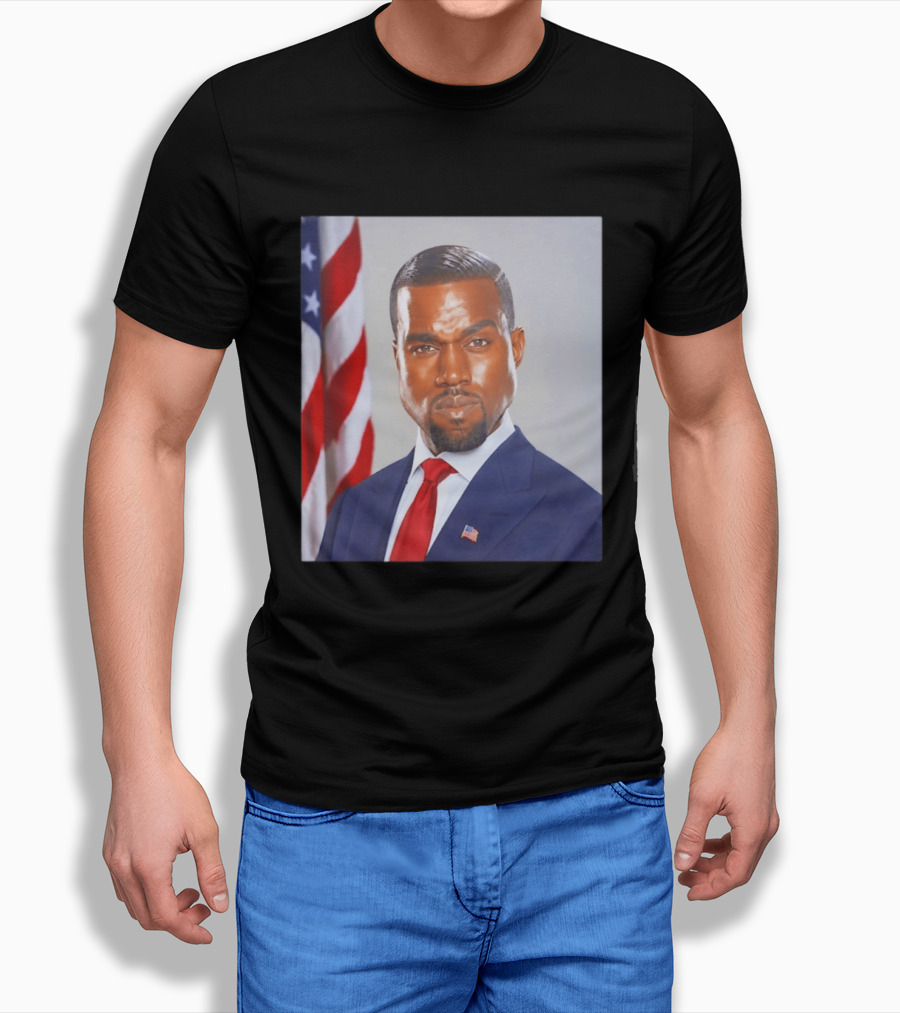 Kanye West Ye Political Portrait American Flag Suit And Tie T-Shirt