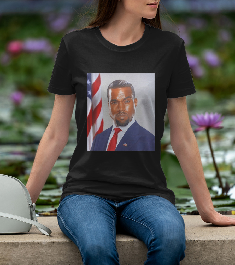 Kanye West Ye Political Portrait American Flag Suit And Tie T-Shirt