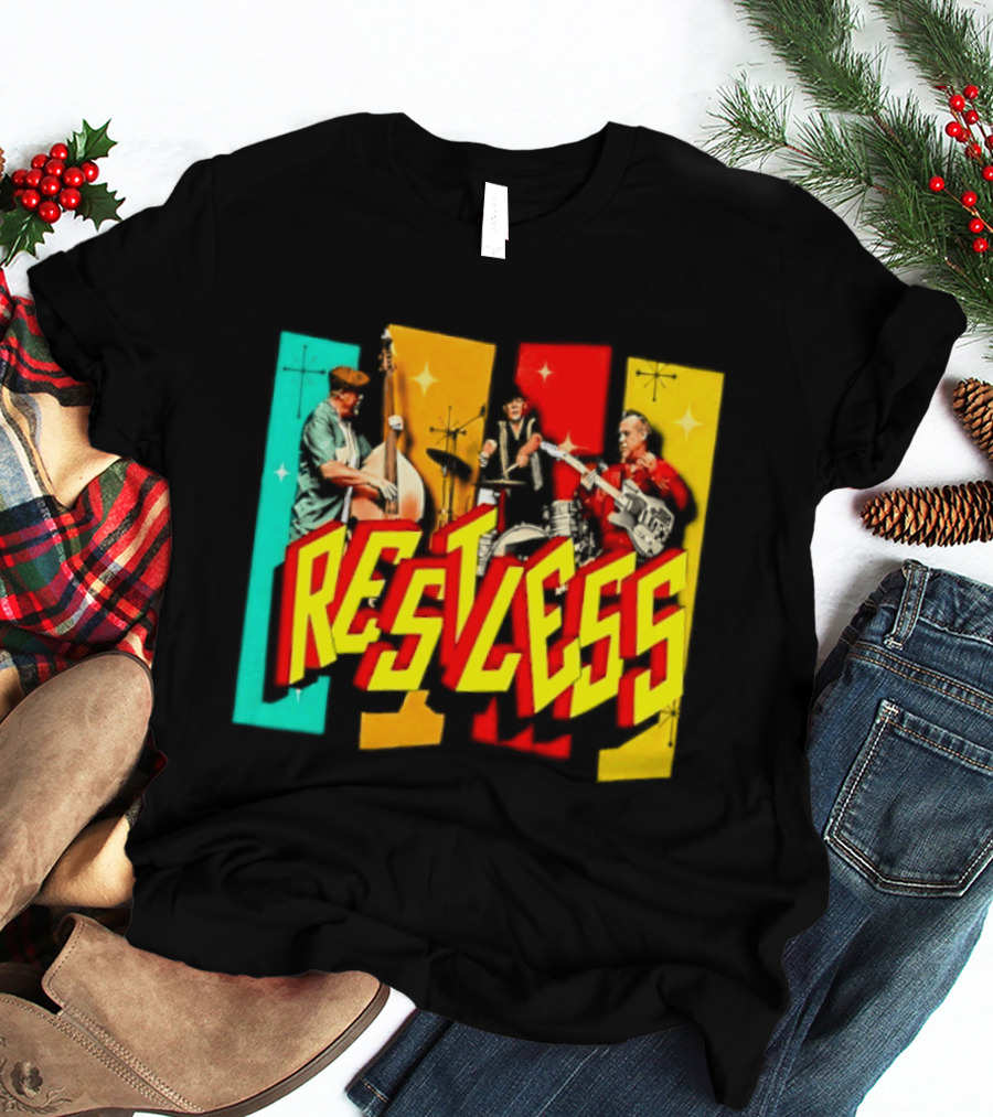 Restless Band Rockabilly Psychobilly Music Members Colorful Performance T-Shirt