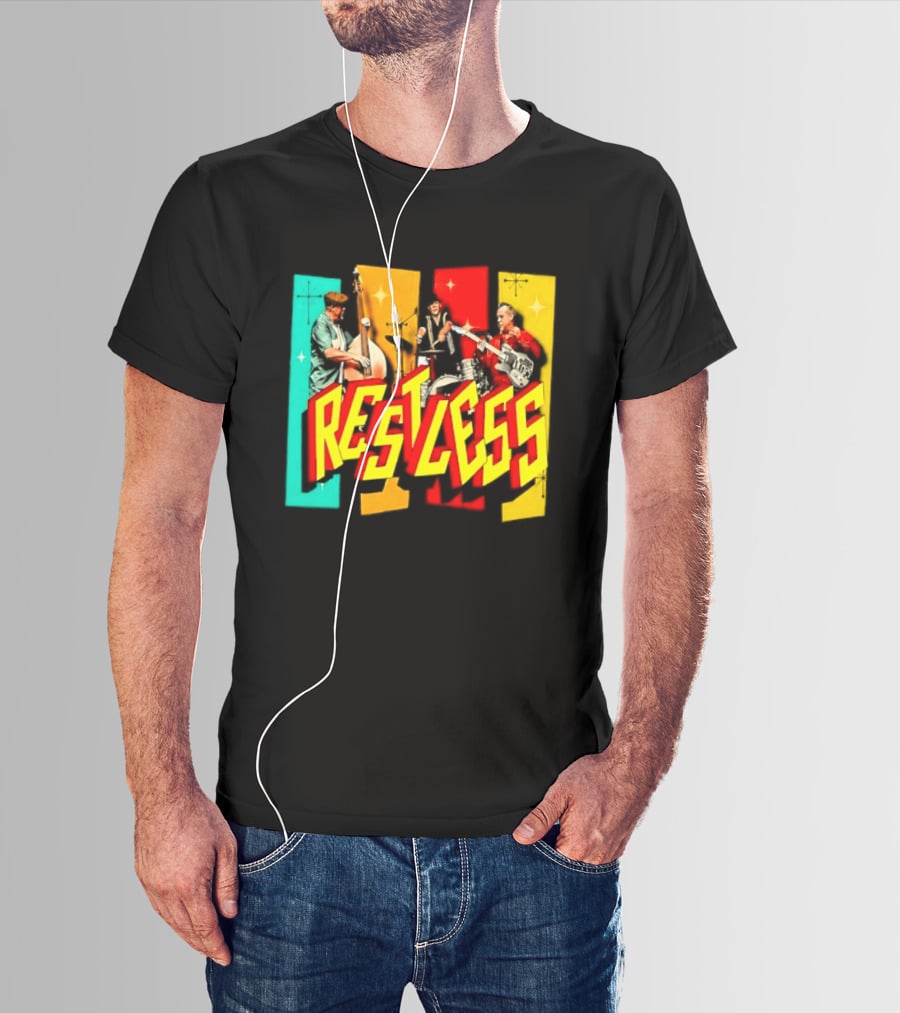 Restless Band Rockabilly Psychobilly Music Members Colorful Performance T-Shirt