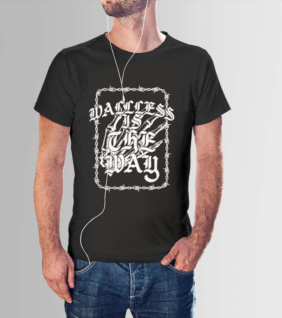 Wallless Is The Way Adam Wacker X WhiteCrayon Collaboration Barbed Skeleton T-Shirt