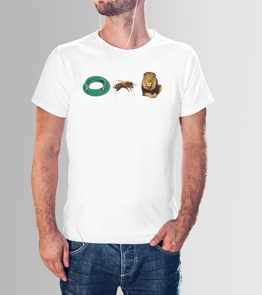 Hose Bee Lion Rebus Wordplay Pun Gardening Humor T-Shirt
