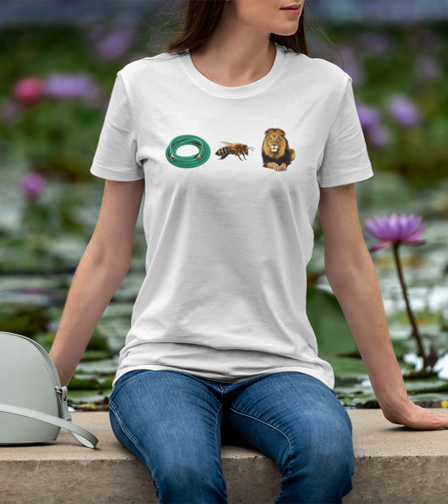 Hose Bee Lion Rebus Wordplay Pun Gardening Humor T-Shirt