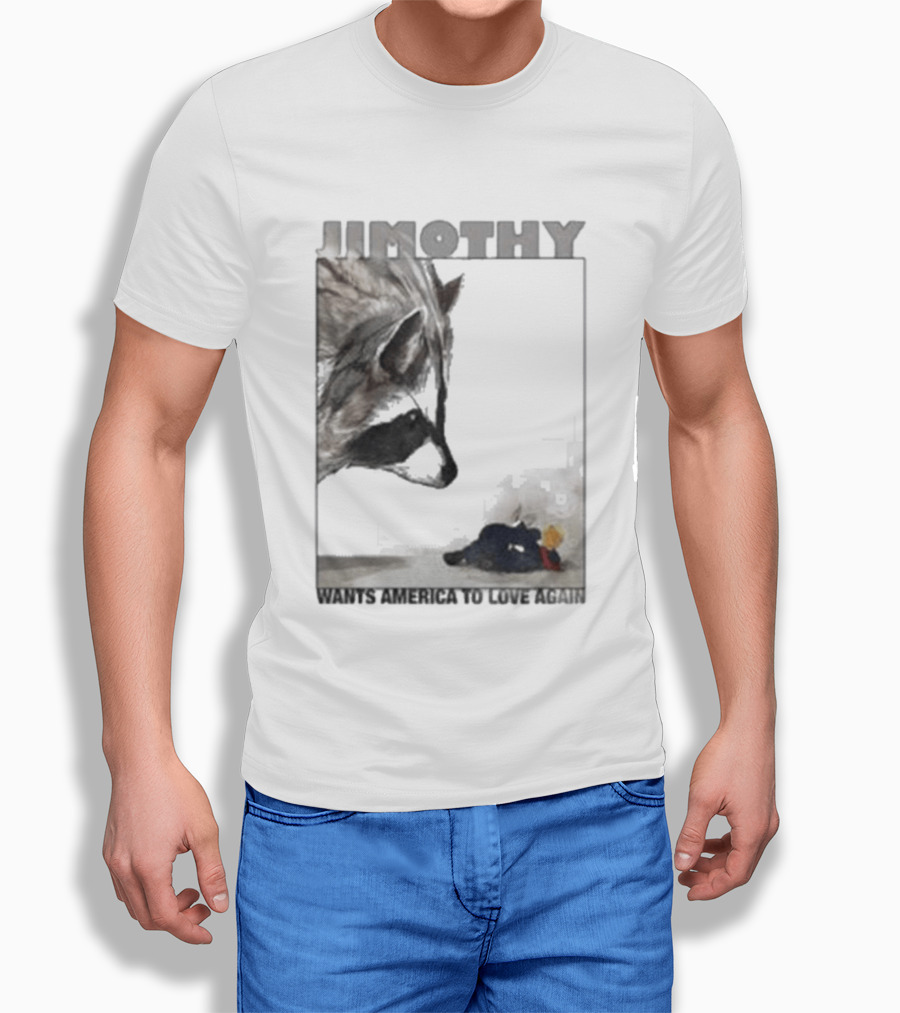 Jimothy Raccoon Wants America To Love Again Patriotic Message T-Shirt
