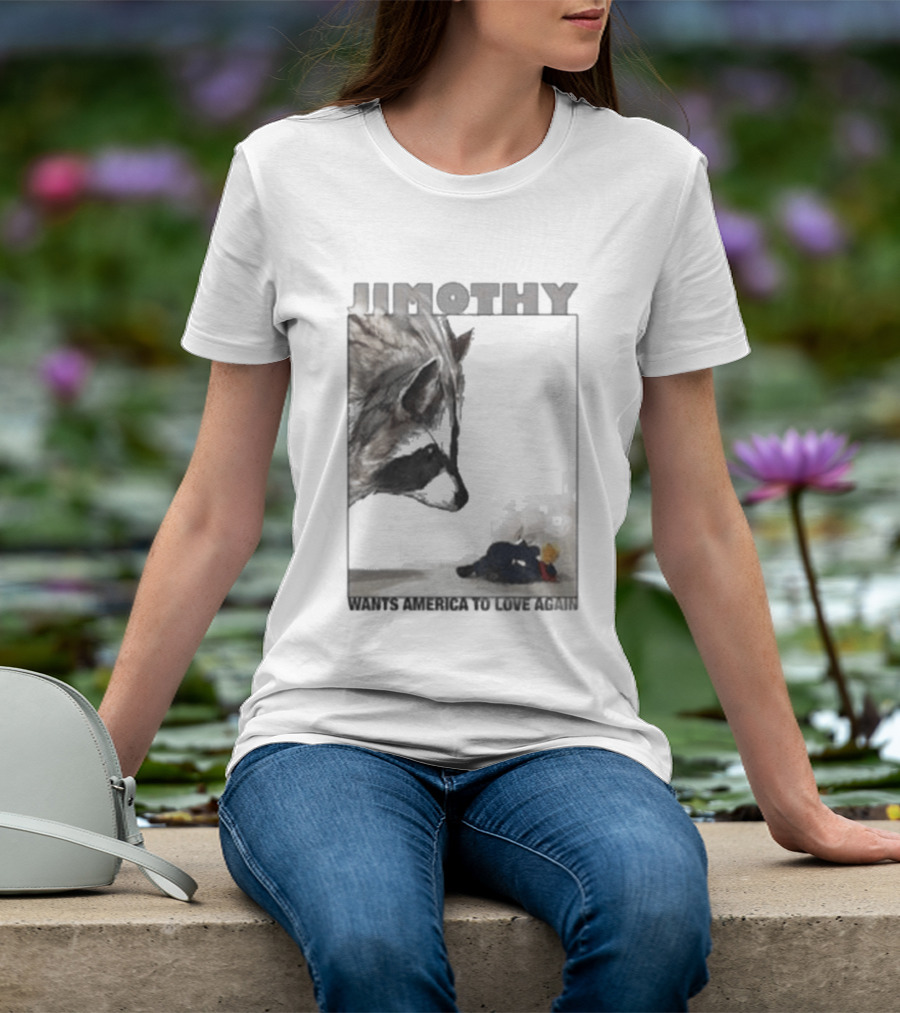 Jimothy Raccoon Wants America To Love Again Patriotic Message T-Shirt