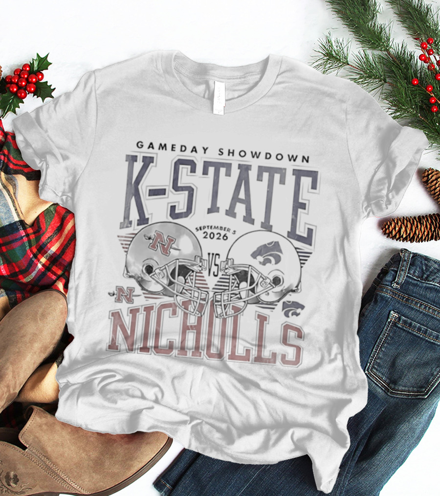 K State Gameday Showdown 2026 Vs Nicholls Helmets T-Shirt