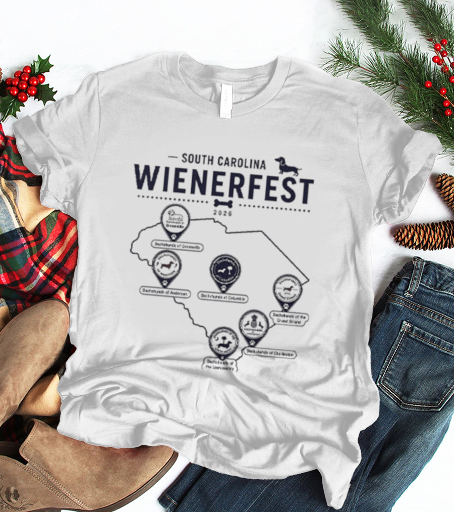 South Carolina Wienerfest 2026 Dachshund Festival Dog Lover Event Map T-Shirt