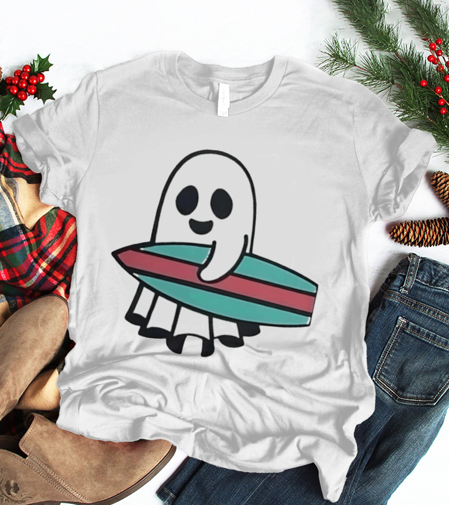Ghost With Surfboard Adventure Surfing Ghost Fun T-Shirt