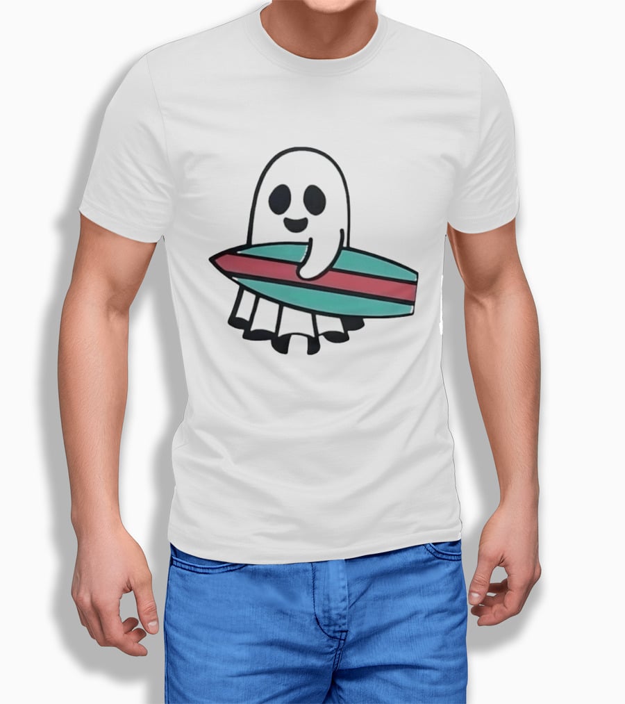 Ghost With Surfboard Adventure Surfing Ghost Fun T-Shirt