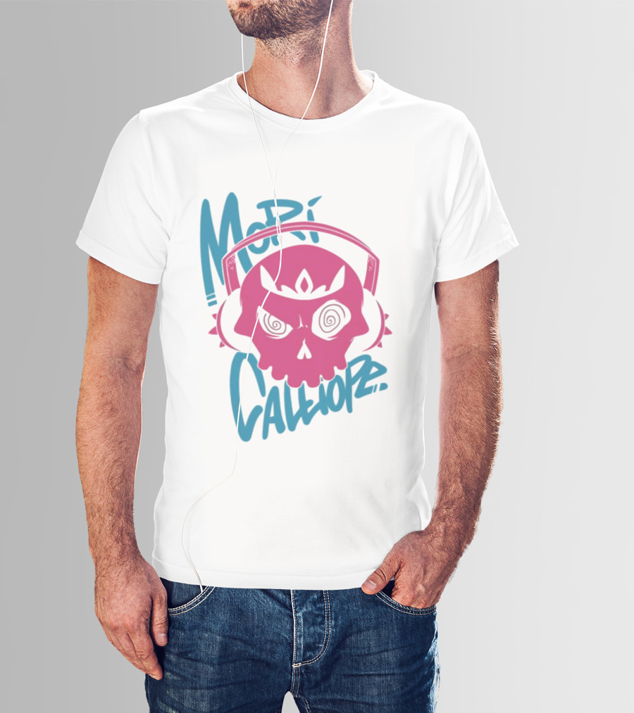 Mori Calliope Pink Skull With Headphones T-Shirt