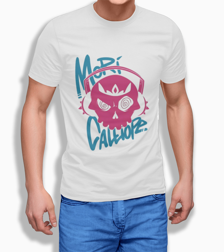 Mori Calliope Pink Skull With Headphones T-Shirt