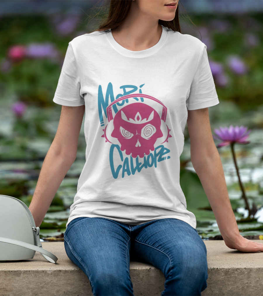 Mori Calliope Pink Skull With Headphones T-Shirt