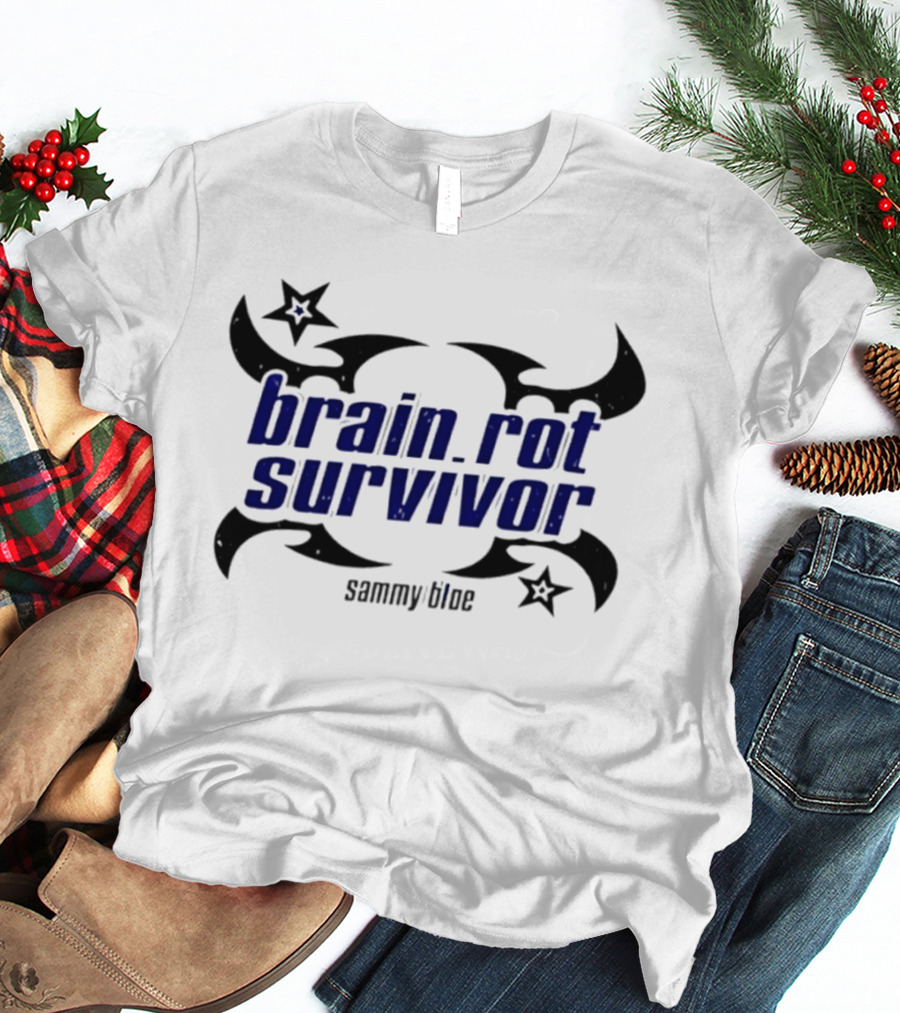 Brainrot Survivor Sammy Blue Stars Tribal T-Shirt