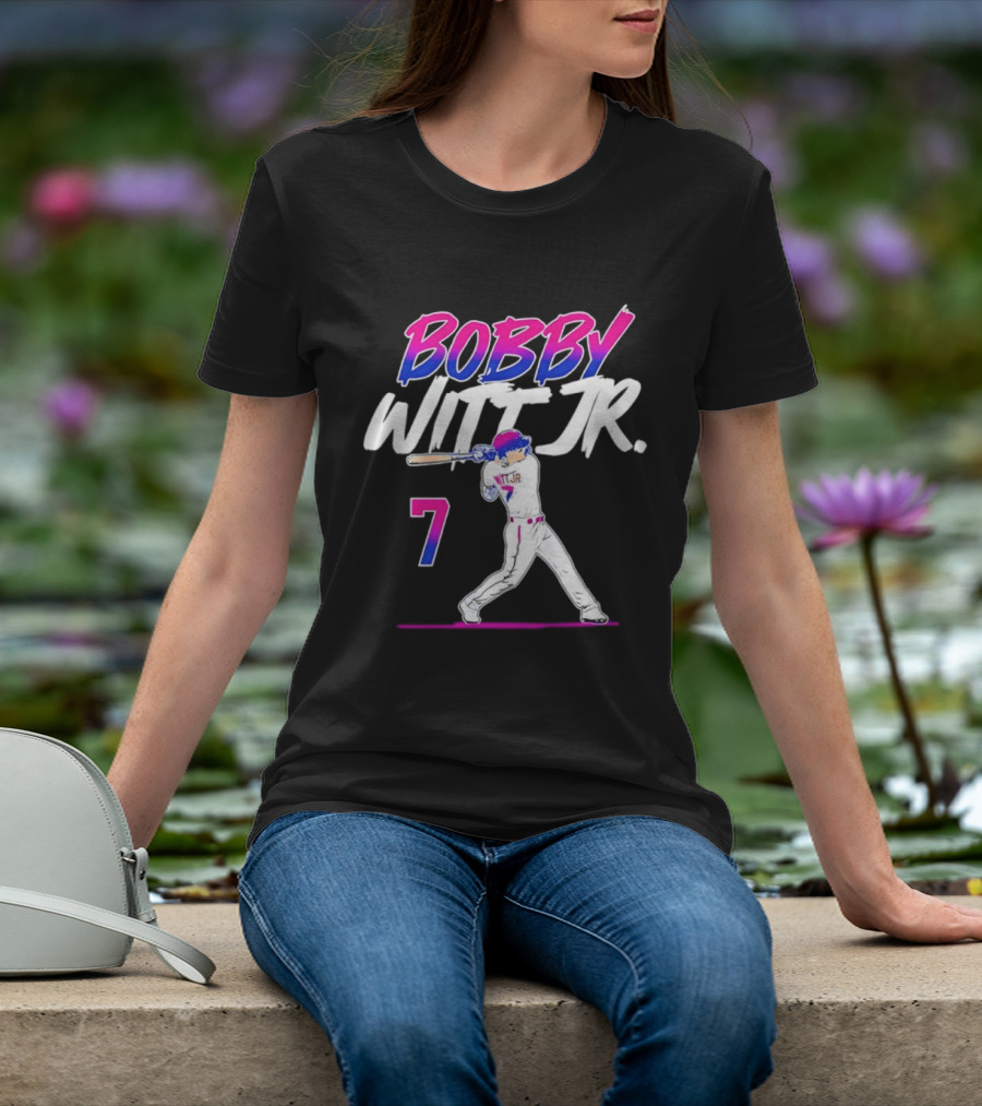 Bobby Witt Jr. 7 Kansas City Royals MLB Slugger Swing T-Shirt