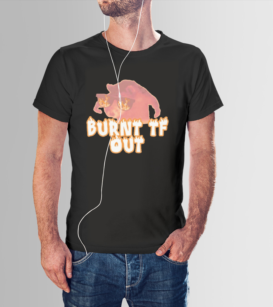 Burnt TF Out Flaming Sunglasses Meme Cat T-Shirt