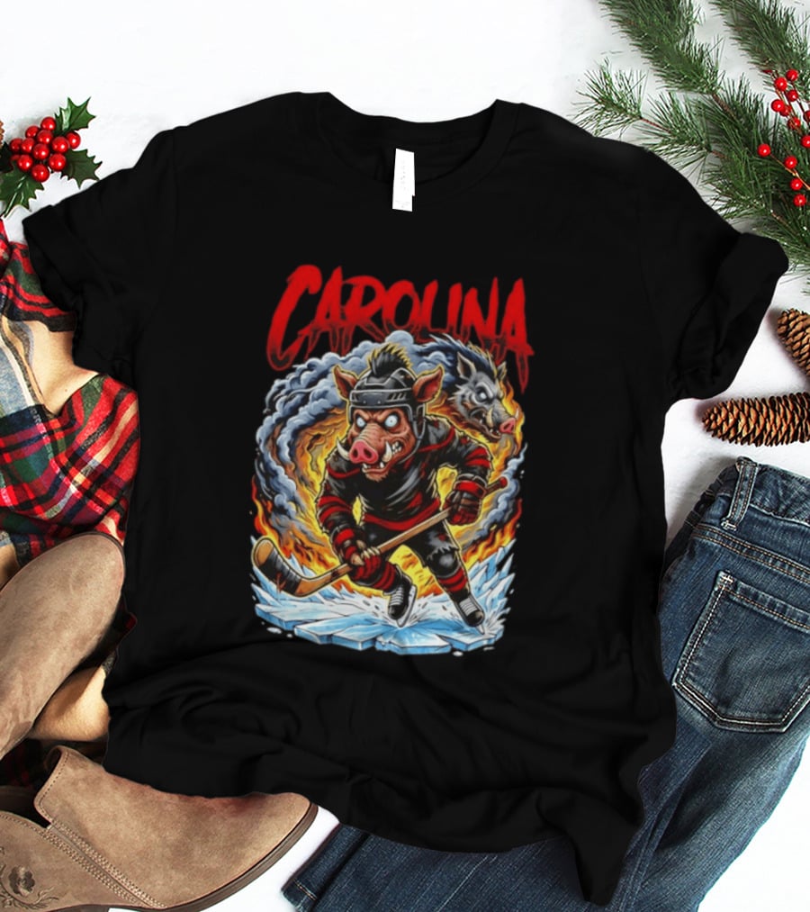 Carolina Hurricanes Stormy Hockey Player Ice Action T-Shirt