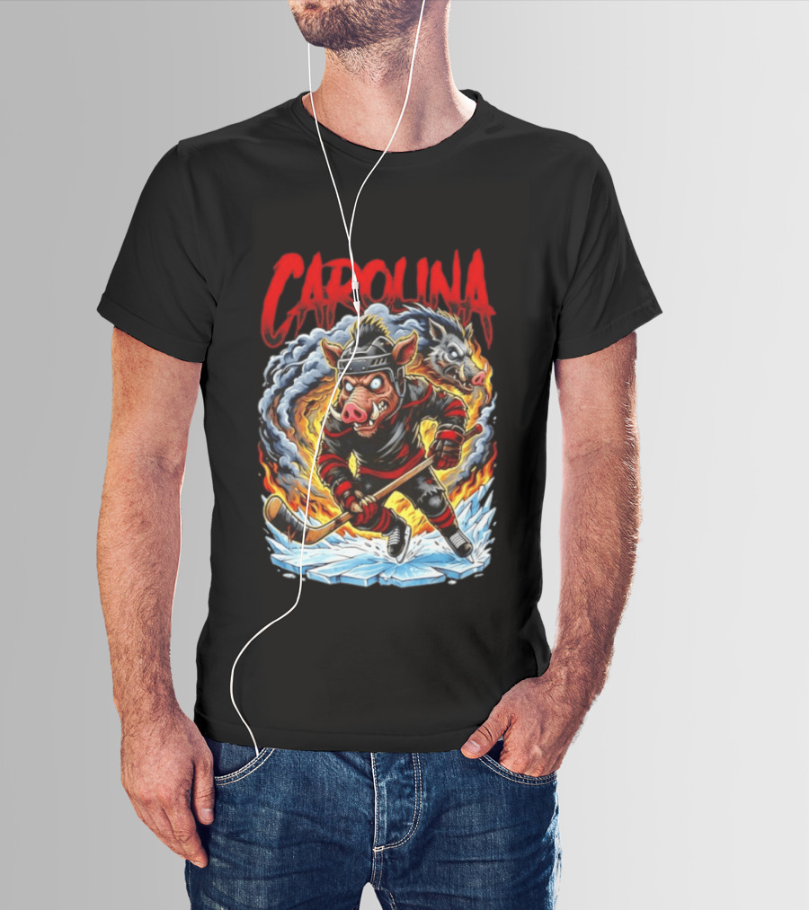 Carolina Hurricanes Stormy Hockey Player Ice Action T-Shirt