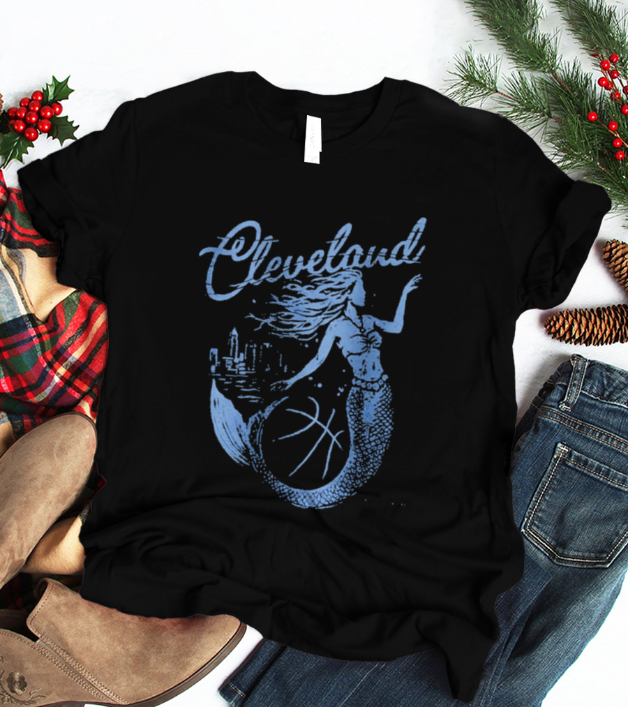 Cleveland Mermaid Cityscape Basketball T-Shirt