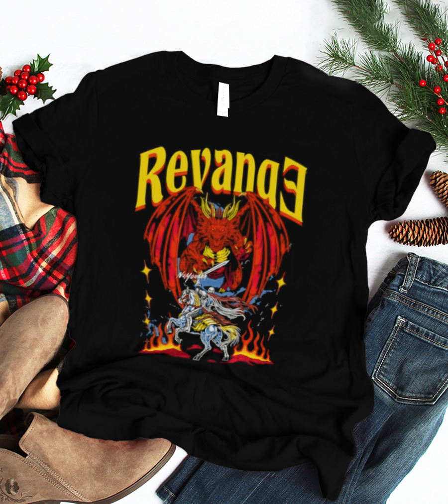 Revenge Dragon Knight Sword Fire Fantasy T-Shirt