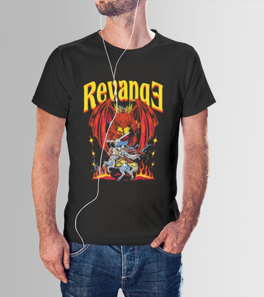 Revenge Dragon Knight Sword Fire Fantasy T-Shirt