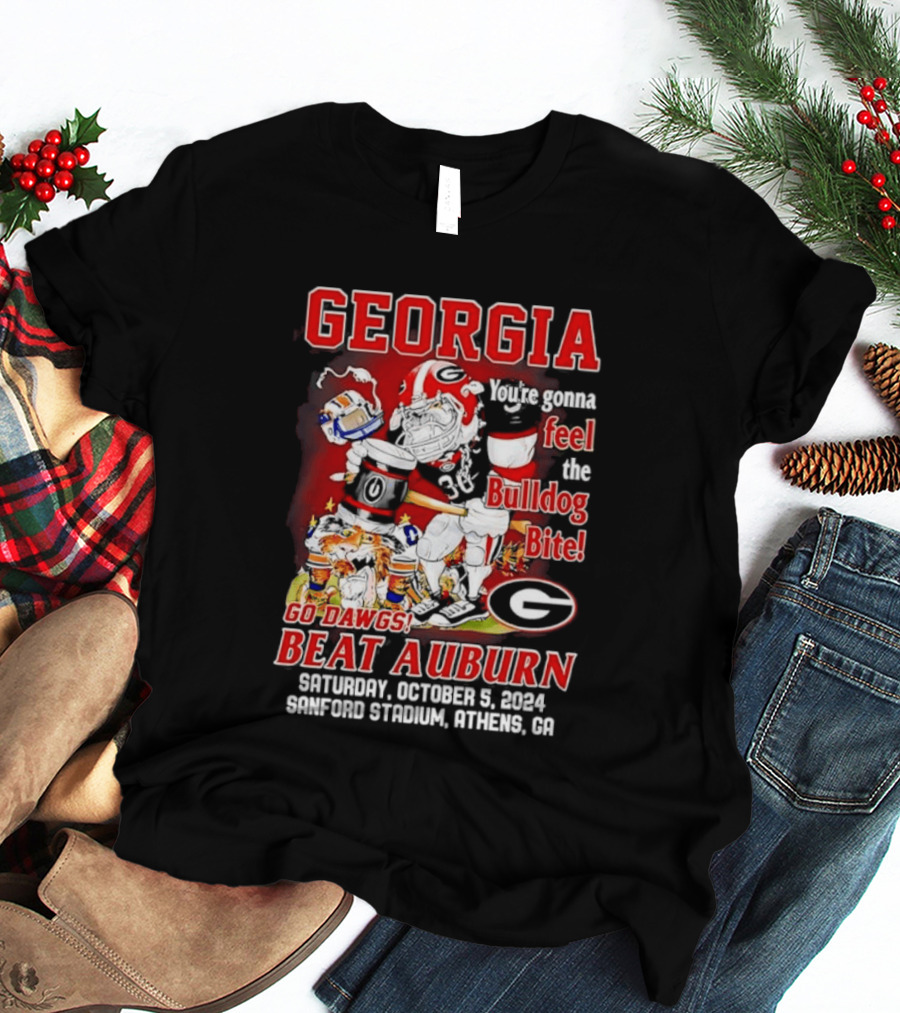 Georgia Bulldogs You're Gonna Feel The Bulldog Bite Go Dawgs Beat Auburn Saturday October 5 2004 Sanford Stadium Athens T-Shirt