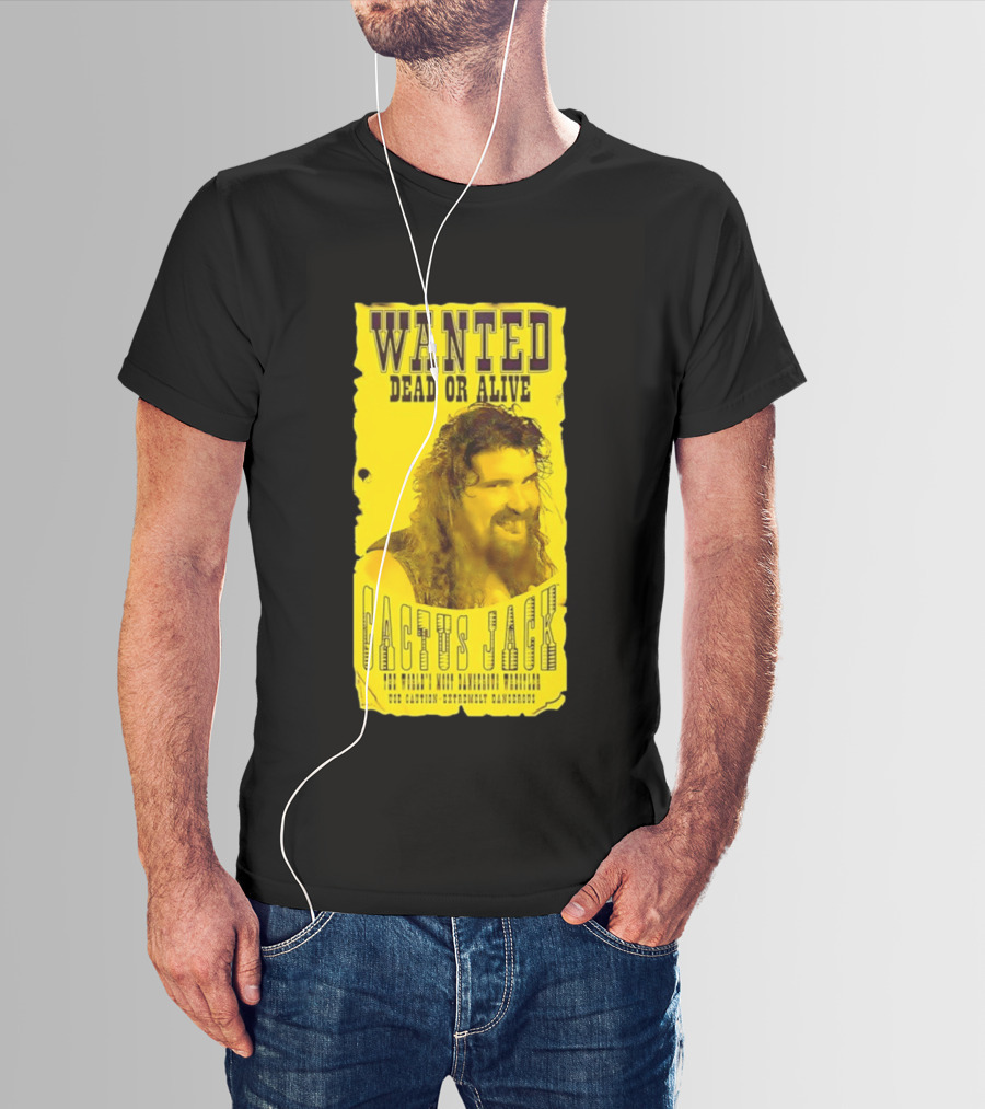 Jamie Hayter Iconic Cactus Jack Wanted Dead Or Alive Yellow T-Shirt