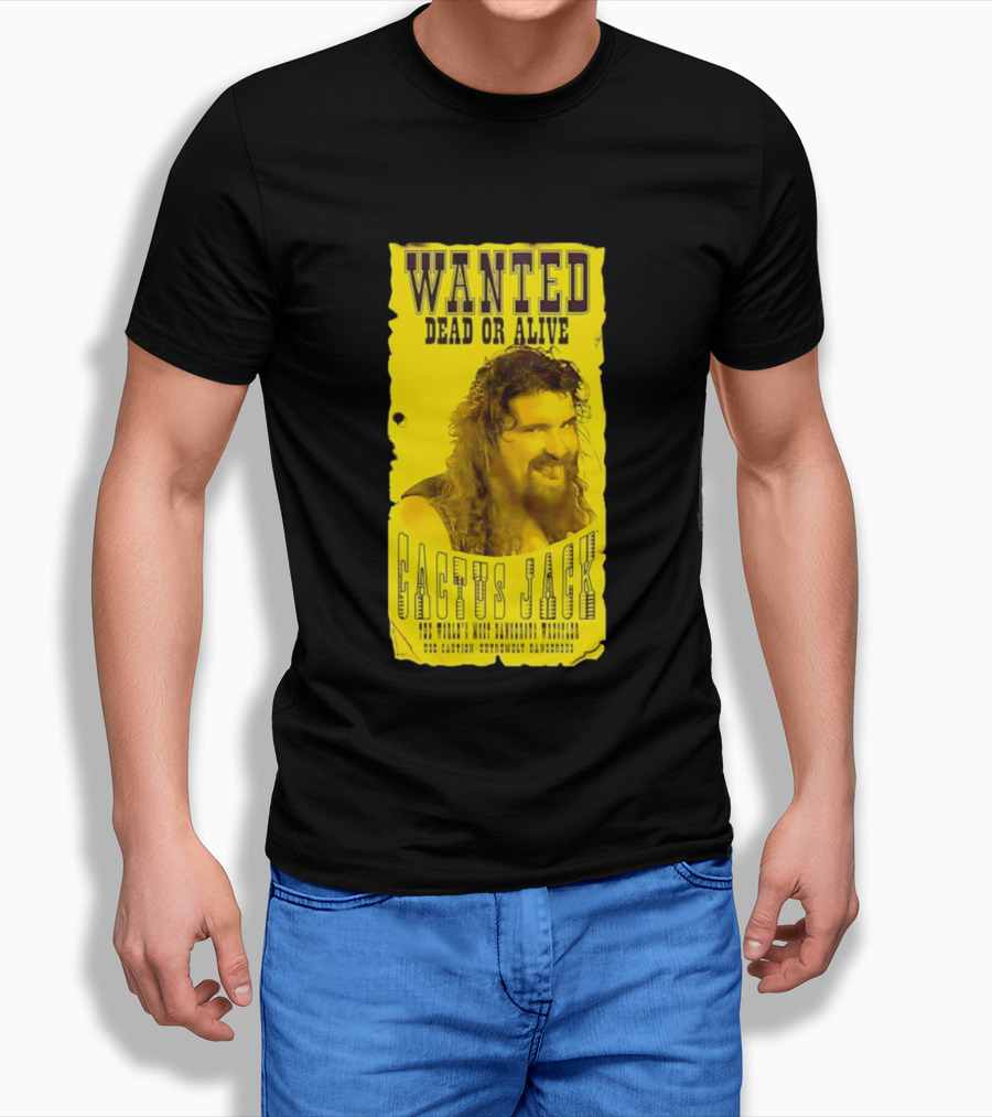 Jamie Hayter Iconic Cactus Jack Wanted Dead Or Alive Yellow T-Shirt