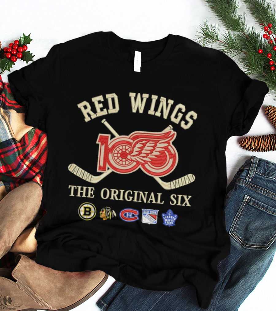 Red Wings 100 Anniversary The Original Six NHL Hockey Teams T-Shirt