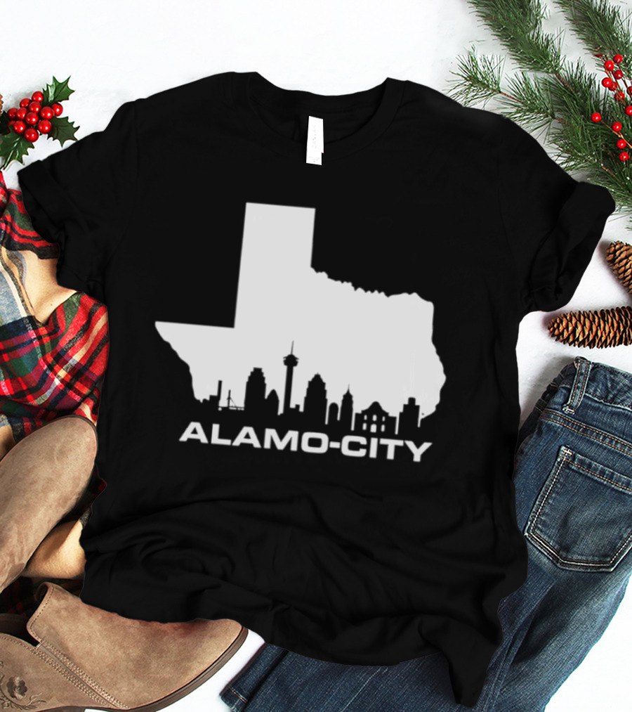 Alamo City San Antonio Skyline Texas Map T-Shirt