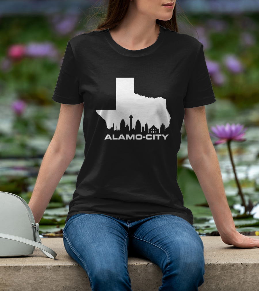 Alamo City San Antonio Skyline Texas Map T-Shirt