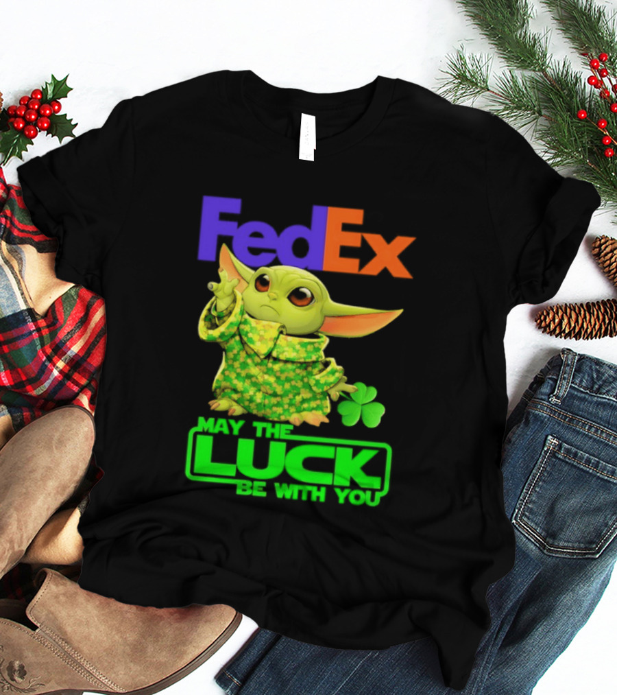 FedEx Baby Yoda May The Luck Be With You Clover T-Shirt