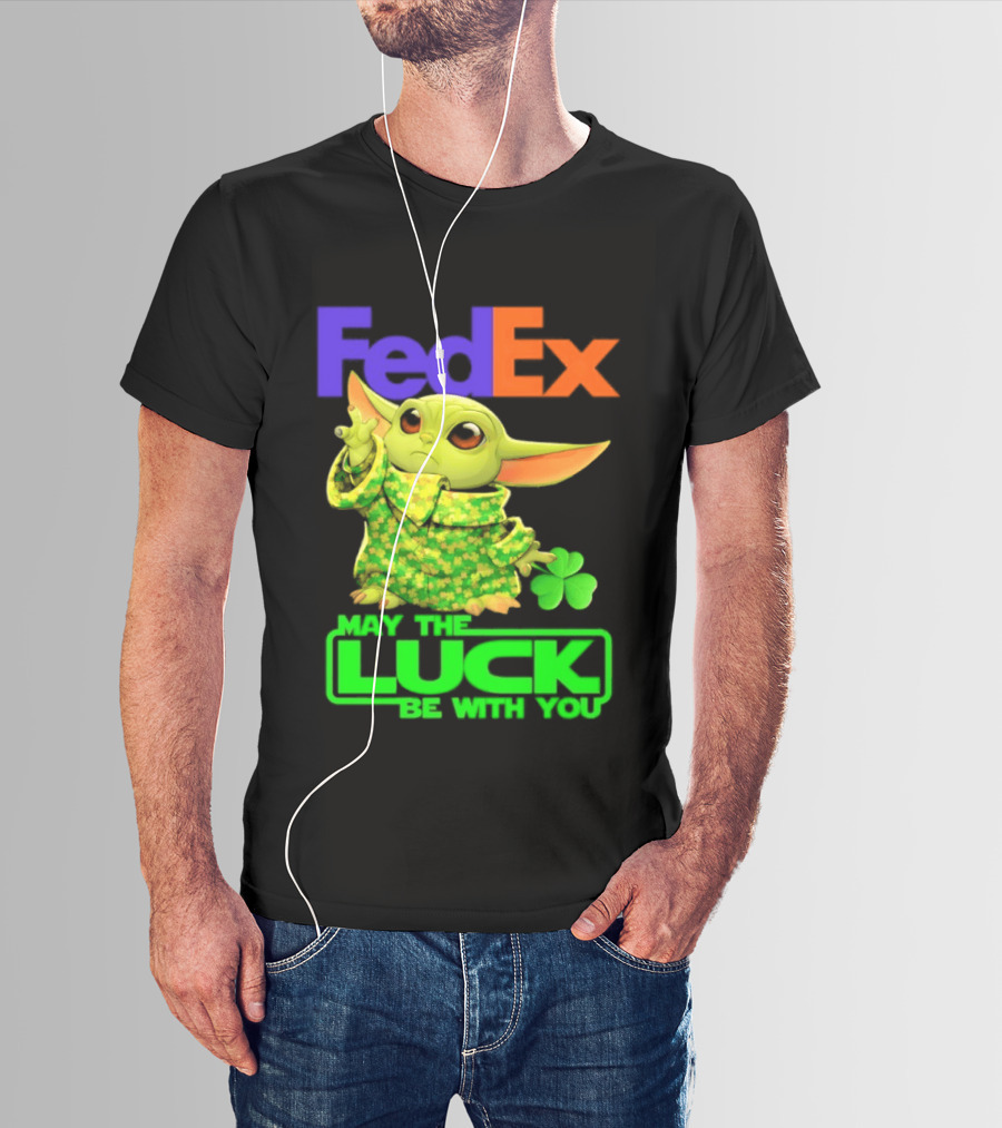 FedEx Baby Yoda May The Luck Be With You Clover T-Shirt