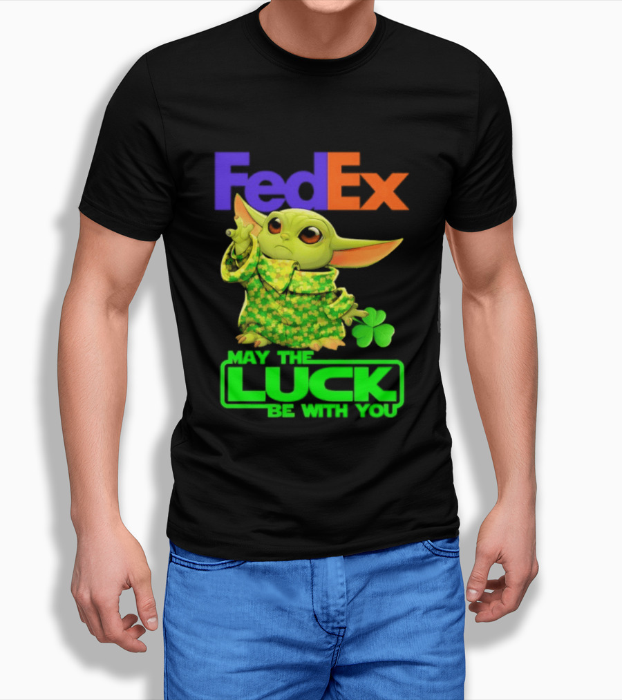 FedEx Baby Yoda May The Luck Be With You Clover T-Shirt