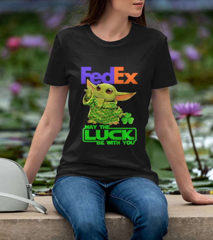 FedEx Baby Yoda May The Luck Be With You Clover T-Shirt