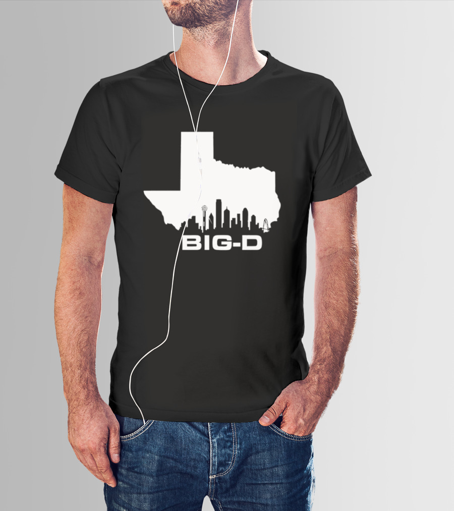 Big D Texas Outline Dallas City Skyline Map T-Shirt