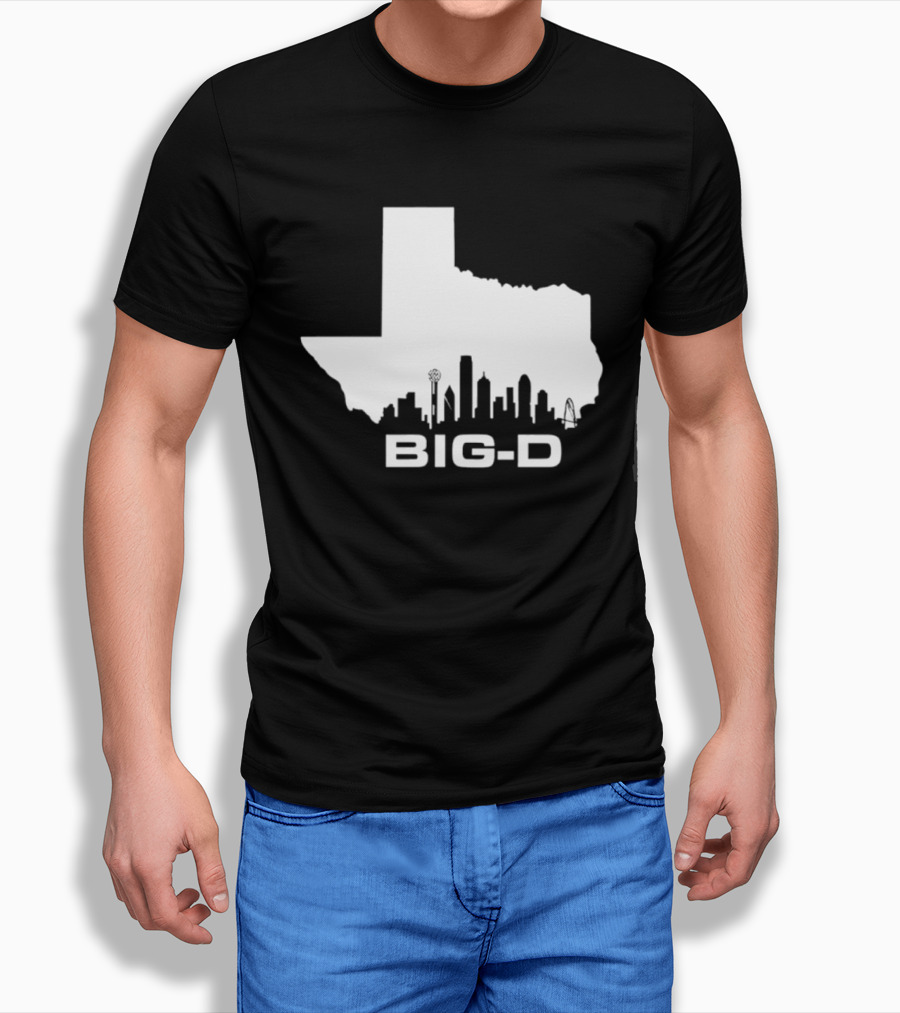 Big D Texas Outline Dallas City Skyline Map T-Shirt