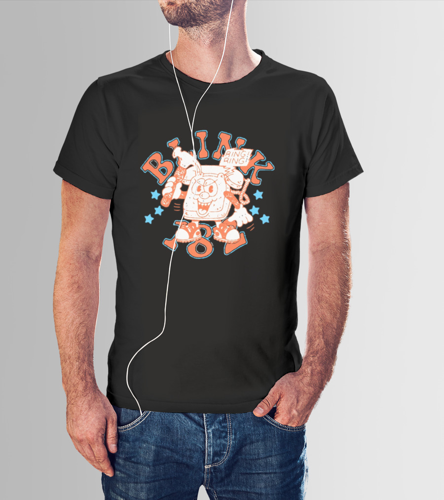 Blink 182 Ring Ring Cartoon Telephone Character With Stars T-Shirt