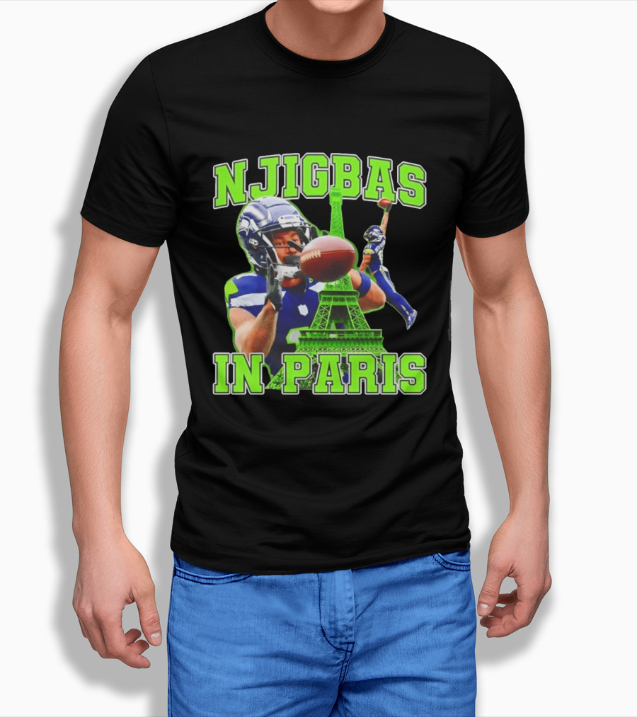 Seattle Seahawks Jaxon Smith Njigba Njigbas In Paris T-Shirt