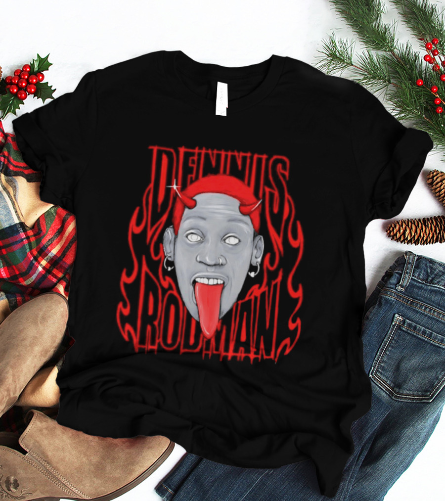 Dennis Rodman Devil Chicago Bulls NBA Head T-Shirt