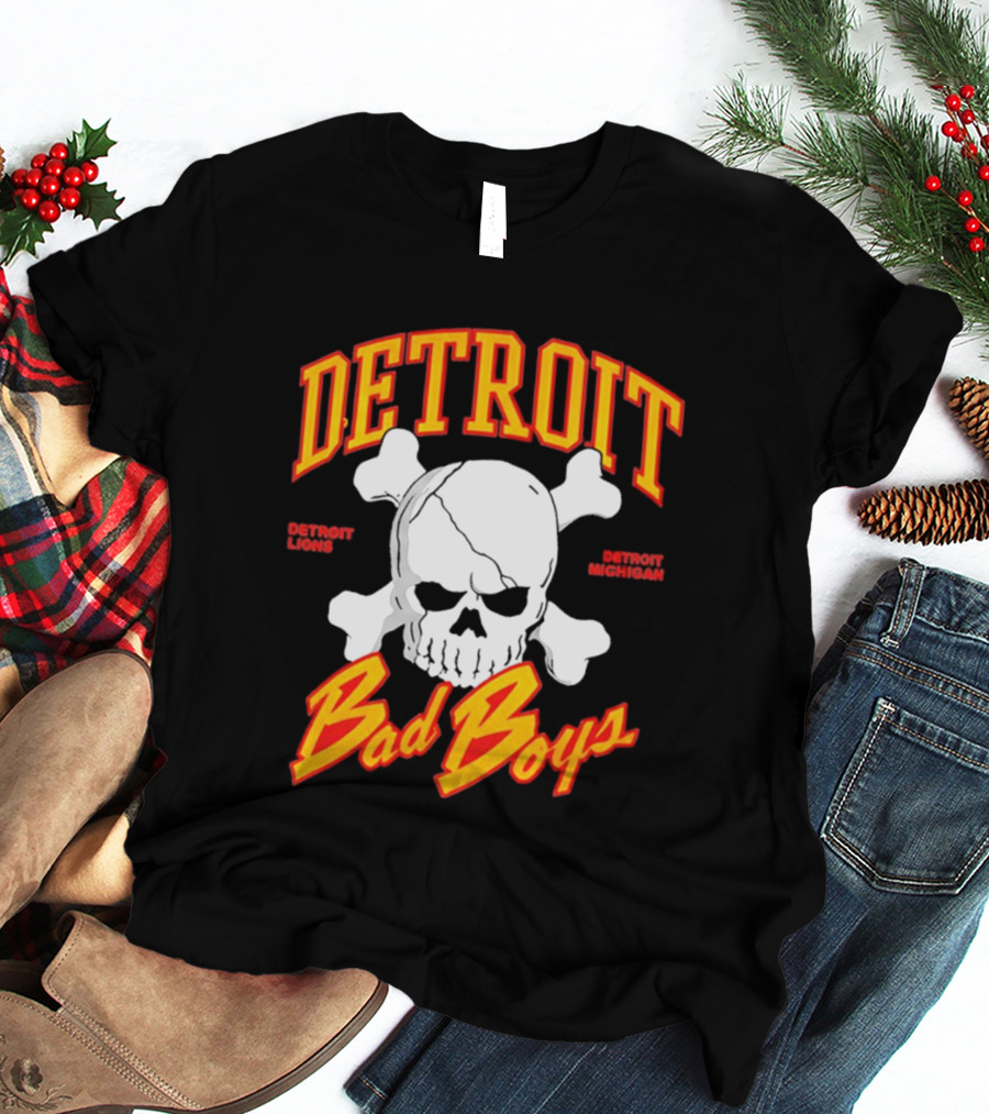 Detroit Lions Bad Boys Skull Detroit Michigan T-Shirt