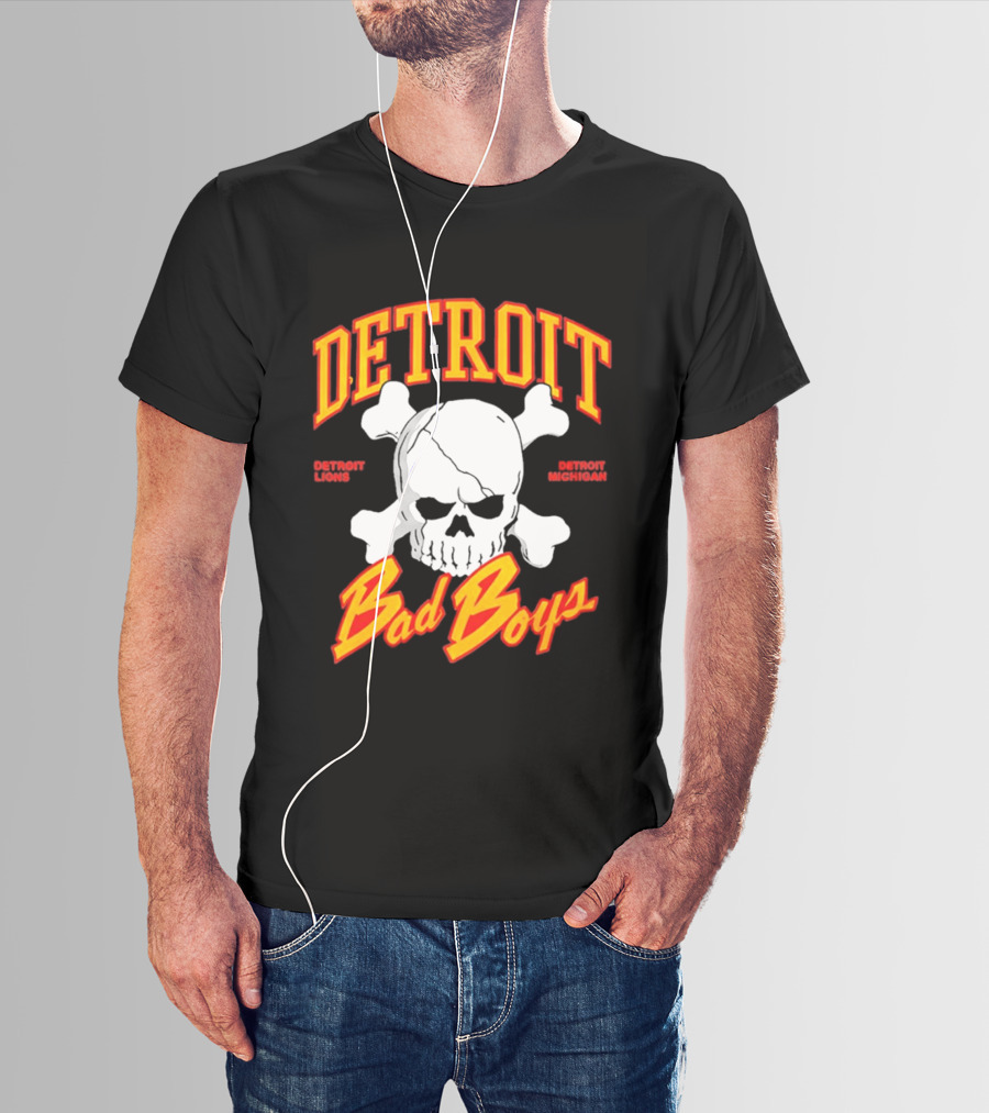Detroit Lions Bad Boys Skull Detroit Michigan T-Shirt