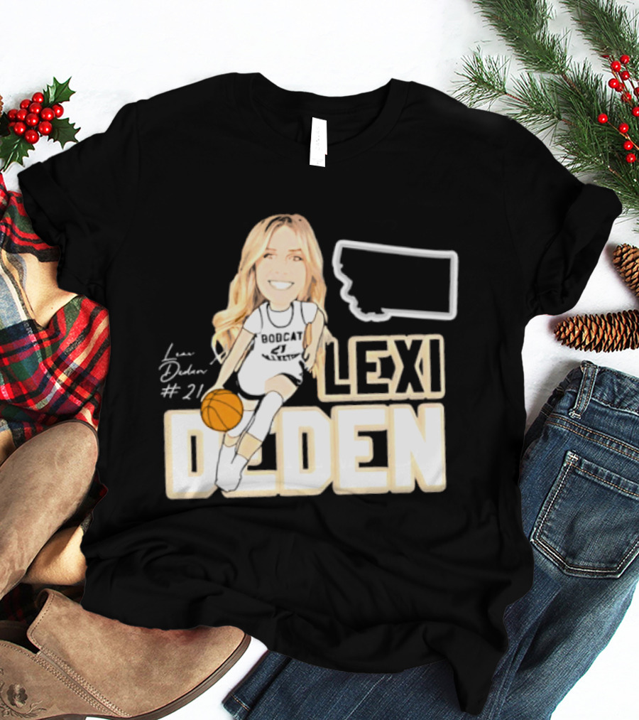 Lexi Deden 21 Bobcat Map Montana Player Caricature Basketball T-Shirt