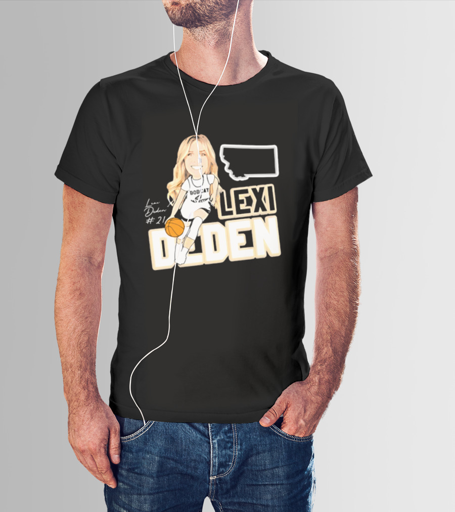 Lexi Deden 21 Bobcat Map Montana Player Caricature Basketball T-Shirt