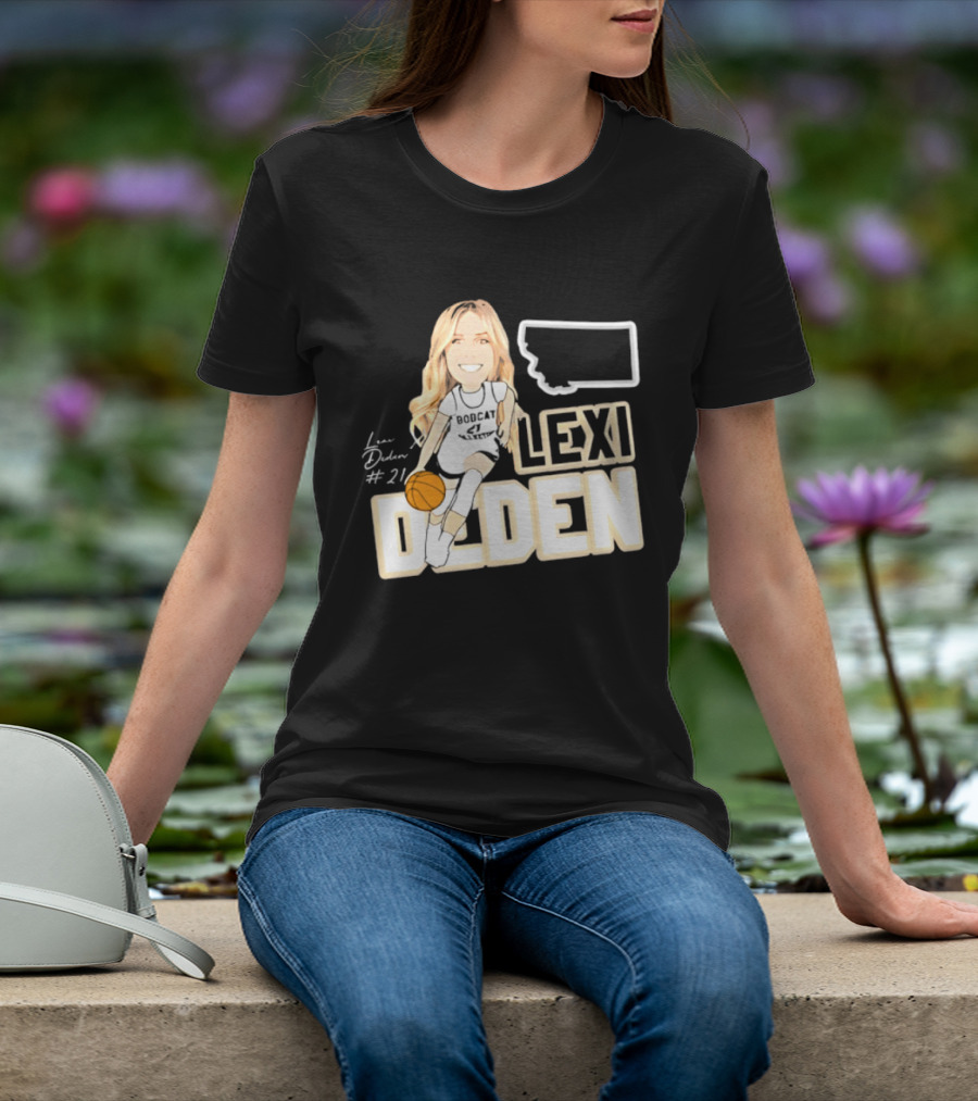 Lexi Deden 21 Bobcat Map Montana Player Caricature Basketball T-Shirt