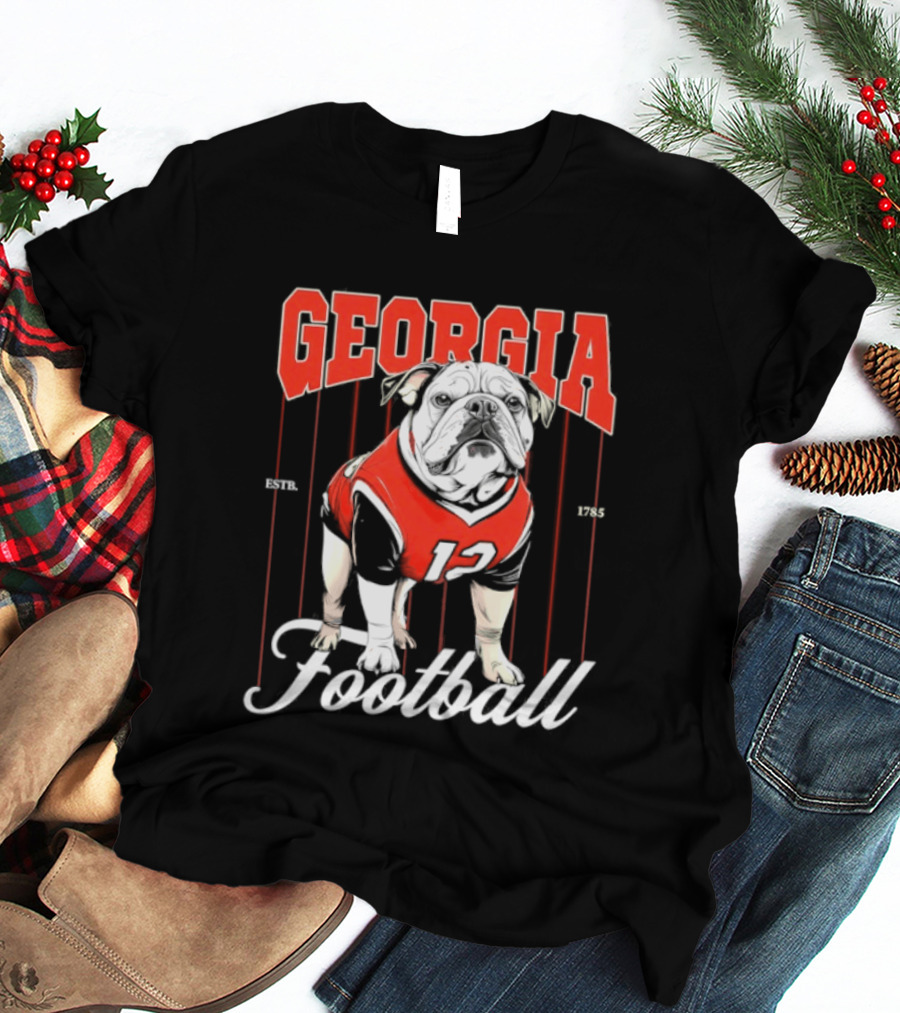 Georgia Bulldogs Football 1785 Bulldog Mascot Red Jersey T-Shirt