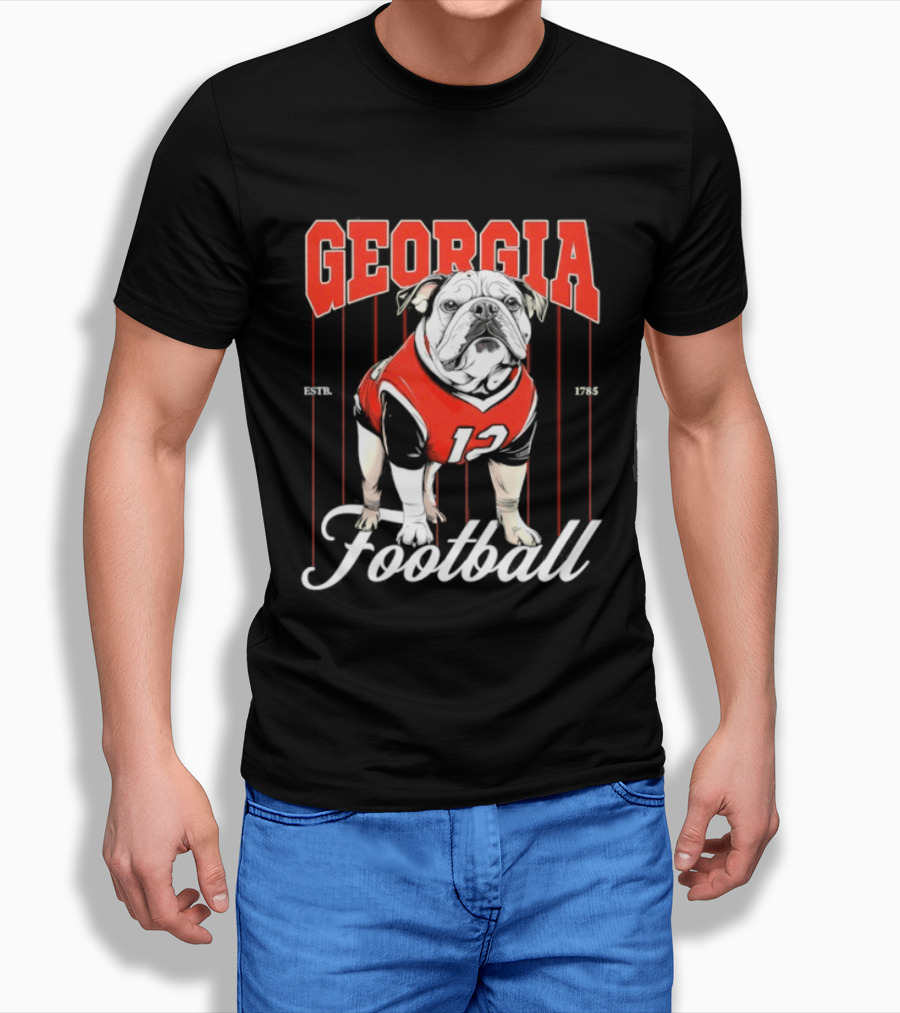 Georgia Bulldogs Football 1785 Bulldog Mascot Red Jersey T-Shirt